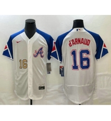 Men's Atlanta Braves #16 Travis dArnaud Number White 2023 City Connect Flex Base Stitched Jersey1