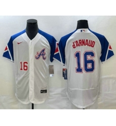 Men's Atlanta Braves #16 Travis dArnaud Number White 2023 City Connect Flex Base Stitched Jersey