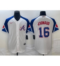 Men's Atlanta Braves #16 Travis dArnaud White 2023 City Connect Cool Base Stitched Jersey