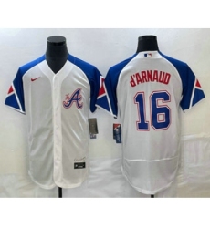 Men's Atlanta Braves #16 Travis dArnaud White 2023 City Connect Flex Base Stitched Jersey