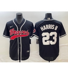 Men's Atlanta Braves #23 Michael Harris II Black Cool Base Stitched Baseball Jersey1