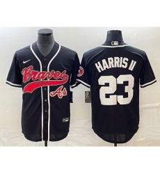 Men's Atlanta Braves #23 Michael Harris II Black Cool Base Stitched Baseball Jersey