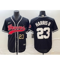 Men's Atlanta Braves #23 Michael Harris II Number Black Cool Base Stitched Baseball Jersey