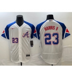 Men's Atlanta Braves #23 Michael Harris II Number White 2023 City Connect Flex Base Stitched Baseball Jersey1