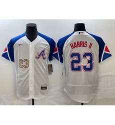 Men's Atlanta Braves #23 Michael Harris II Number White 2023 City Connect Flex Base Stitched Baseball Jersey2