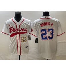 Men's Atlanta Braves #23 Michael Harris II Number White Cool Base Stitched Baseball Jersey