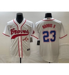 Men's Atlanta Braves #23 Michael Harris II White Cool Base Stitched Baseball Jersey1