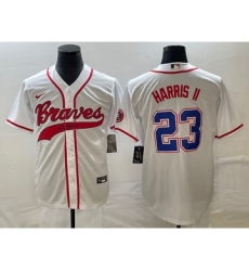 Men's Atlanta Braves #23 Michael Harris II White Cool Base Stitched Baseball Jersey