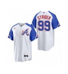 Men's Atlanta Braves #99 Spencer Strider White 2023 City Connect Cool Base Stitched Jersey