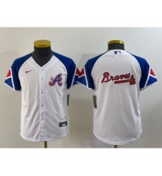 Youth Atlanta Braves Big Logo White 2023 City Connect Cool Base Stitched Jersey