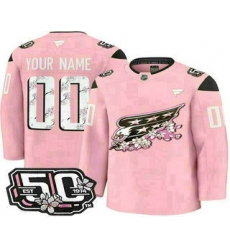 Men's Washington Capitals Customized Pink 50th Anniversary Authentic Jersey