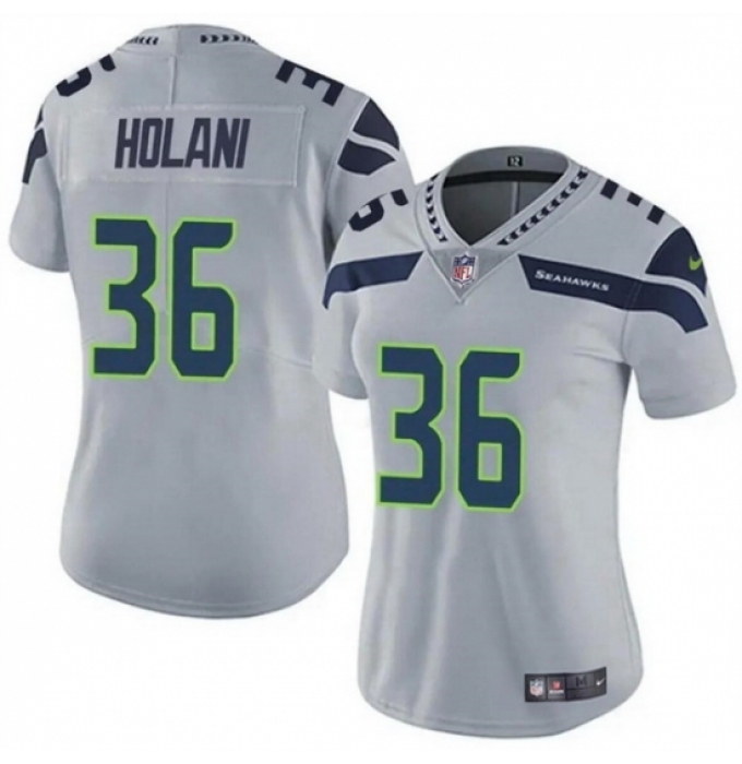 Women Seattle Seahawks #36 George Holani Grey Vapor Limited Stitched Football Jersey