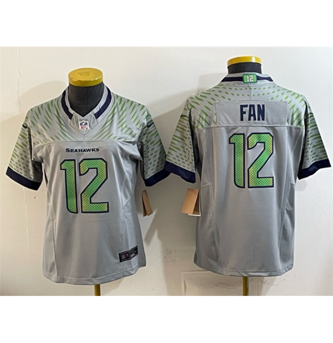 Youth Seattle Seahawks #12 Fan Grey 2025 F.U.S.E. “Rivalries” Vapor Untouchable Limited Stitched Football Jersey
