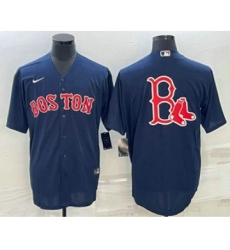 Men's Boston Red Sox Big Logo Navy Blue Stitched MLB Cool Base Nike Jersey