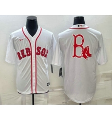 Men's Boston Red Sox Big Logo White Stitched MLB Cool Base Nike Jersey