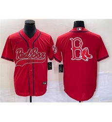 Men's Boston Red Sox Red Team Big Logo Cool Base Stitched Baseball Jersey