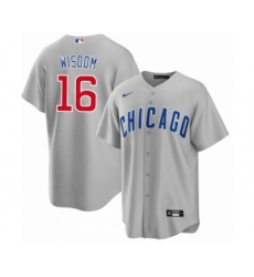 Men's Chicago Cubs #16 Patrick Wisdom Gray Cool Base Stitched Baseball Jersey