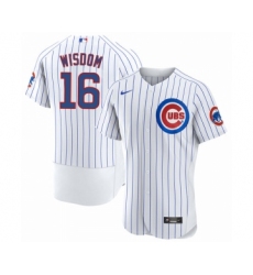 Men's Chicago Cubs #16 Patrick Wisdom White Flex Base Stitched Jersey