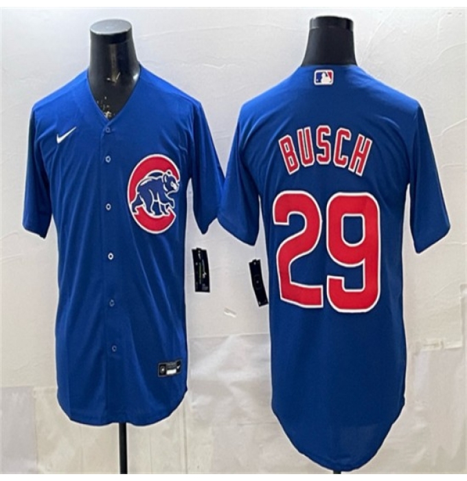 Men's Chicago Cubs #29 Michael Busch Royal Cool Base Stitched Baseball Jersey