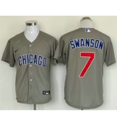 Men's Chicago Cubs #7 Dansby Swanson Grey Stitched MLB Cool Base Nike Jersey