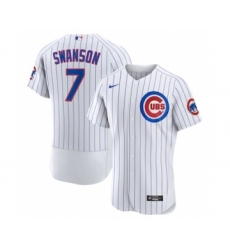 Men's Chicago Cubs #7 Dansby Swanson White Home Stitched MLB Flex Base Nike Jersey