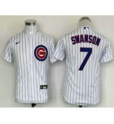 Youth Chicago Cubs #7 Dansby Swanson White Stitched MLB Cool Base Nike Jersey