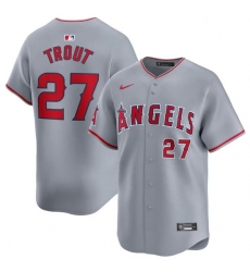 Men's Los Angeles Angels #27 Mike Trout Gray Away Limited Baseball Stitched Jersey