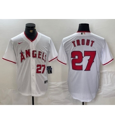 Men's Los Angeles Angels #27 Mike Trout White Cool Base Nike Jersey