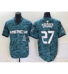 Men's Nike Los Angeles Angels #27 Mike Trout Teal 2023 All Star Cool Base Stitched Jersey1