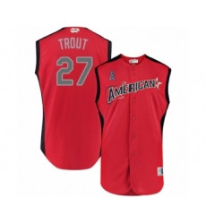 Youth Los Angeles Angels of Anaheim #27 Mike Trout Authentic Red American League 2019 Baseball All-Star Jersey