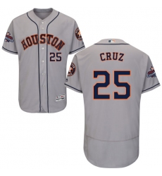 Men's Majestic Houston Astros #25 Jose Cruz Jr. Authentic Grey Road 2017 World Series Champions Flex Base MLB Jersey