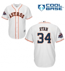 Youth Majestic Houston Astros #34 Nolan Ryan Replica White Home 2017 World Series Champions Cool Base MLB Jersey