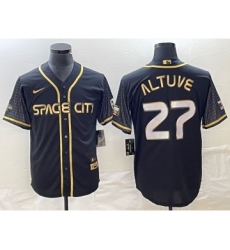 Men's Houston Astros #27 Jose Altuve Black City Connect Cool Base Stitched Baseball Jersey