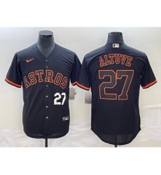 Men's Houston Astros #27 Jose Altuve Number Lights Out Black Fashion Stitched MLB Cool Base Nike Jersey2