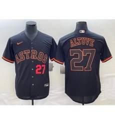 Men's Houston Astros #27 Jose Altuve Number Lights Out Black Fashion Stitched MLB Cool Base Nike Jersey