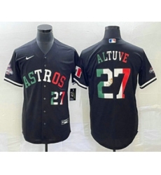 Men's Houston Astros #27 Jose Altuve Number Mexico Black Cool Base Stitched Baseball Jersey