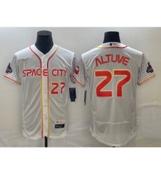 Men's Houston Astros #27 Jose Altuve Number White 2023 City Connect Flex Base Stitched Jersey1