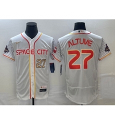 Men's Houston Astros #27 Jose Altuve Number White 2023 City Connect Flex Base Stitched Jersey2