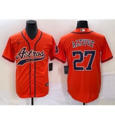 Men's Houston Astros #27 Jose Altuve Orange Cool Base Stitched Baseball Jersey