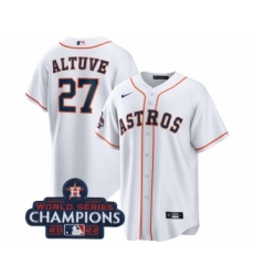 Men's Houston Astros #27 Jose Altuve White 2022 World Series Champions Home Stitched Baseball Jersey