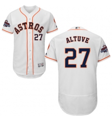 Men's Majestic Houston Astros #27 Jose Altuve Authentic White Home 2017 World Series Champions Flex Base MLB Jersey