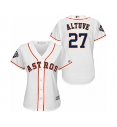 Women's Houston Astros #27 Jose Altuve Authentic White Home Cool Base 2019 World Series Bound Baseball Jersey