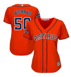 Women's Majestic Houston Astros #50 J.R. Richard Replica Orange Alternate 2017 World Series Champions Cool Base MLB Jersey