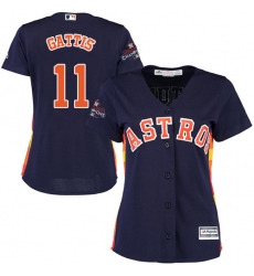 Women's Majestic Houston Astros #11 Evan Gattis Replica Navy Blue Alternate 2017 World Series Champions Cool Base MLB Jersey