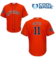 Youth Majestic Houston Astros #11 Evan Gattis Replica Orange Alternate 2017 World Series Champions Cool Base MLB Jersey