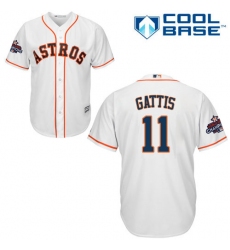 Youth Majestic Houston Astros #11 Evan Gattis Replica White Home 2017 World Series Champions Cool Base MLB Jersey