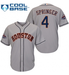 Youth Majestic Houston Astros #4 George Springer Authentic Grey Road 2017 World Series Champions Cool Base MLB Jersey