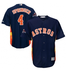 Youth Majestic Houston Astros #4 George Springer Authentic Navy Blue Alternate 2017 World Series Champions Cool Base MLB Jersey