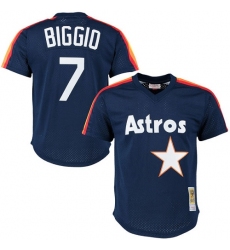 Men's Mitchell and Ness 1988 Houston Astros #7 Craig Biggio Replica Navy Blue Throwback MLB Jersey