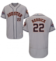 Men's Majestic Houston Astros #22 Josh Reddick Authentic Grey Road 2017 World Series Champions Flex Base MLB Jersey